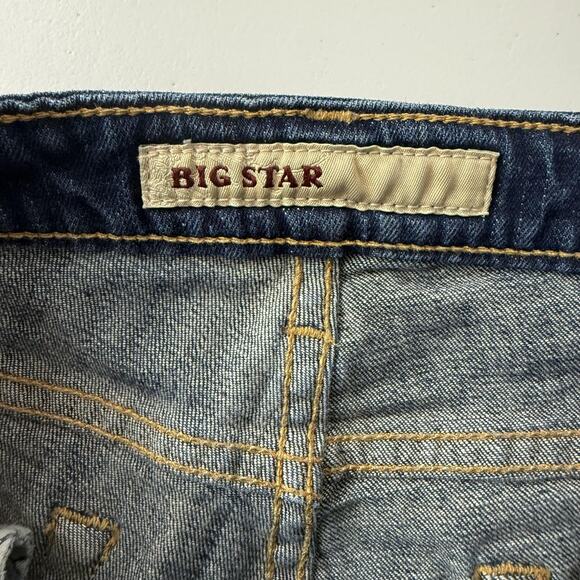 Big Star Denim Jean Shorts Womens 27 Blue Dark Wash Distressed Stretch Bermuda - Picture 5 of 12